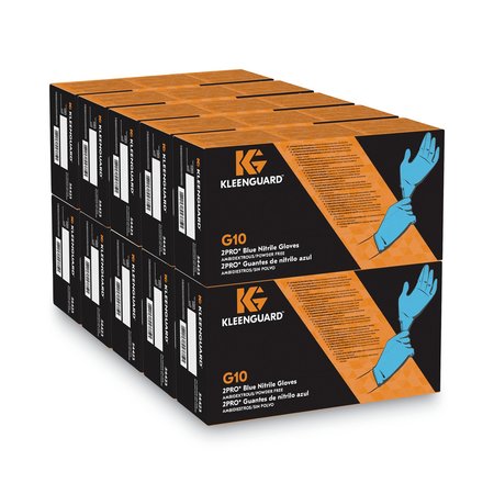 KLEENGUARD G10, Nitrile Disposable Gloves, 6 mil Palm, Nitrile, Powder-Free, L, 100 PK, Blue 54423